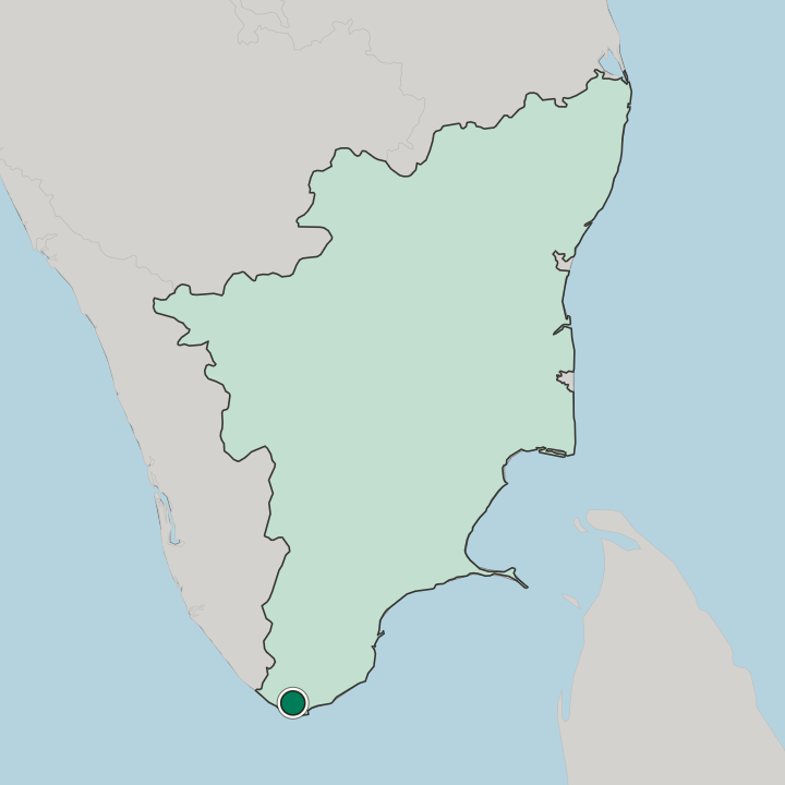 Map showing Nāgercoil — In State of Tamil Nādu