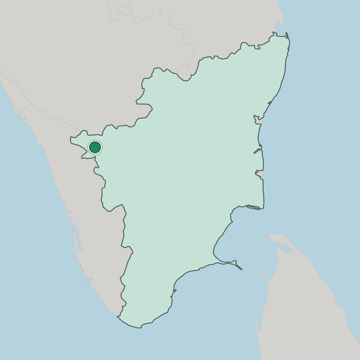 Map showing Ooty — In State of Tamil Nādu