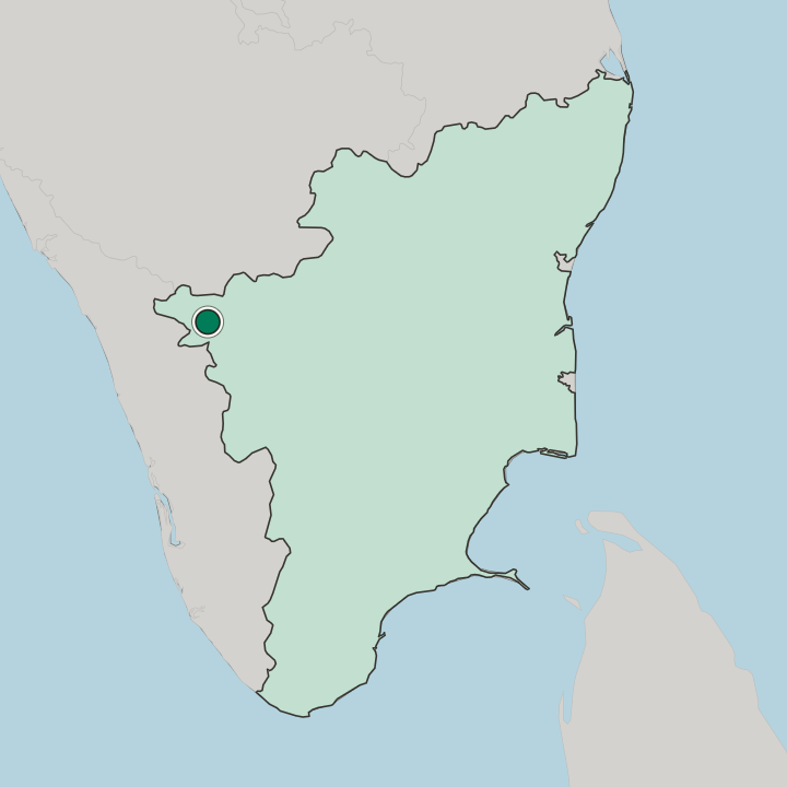 Map showing Ooty — In State of Tamil Nādu