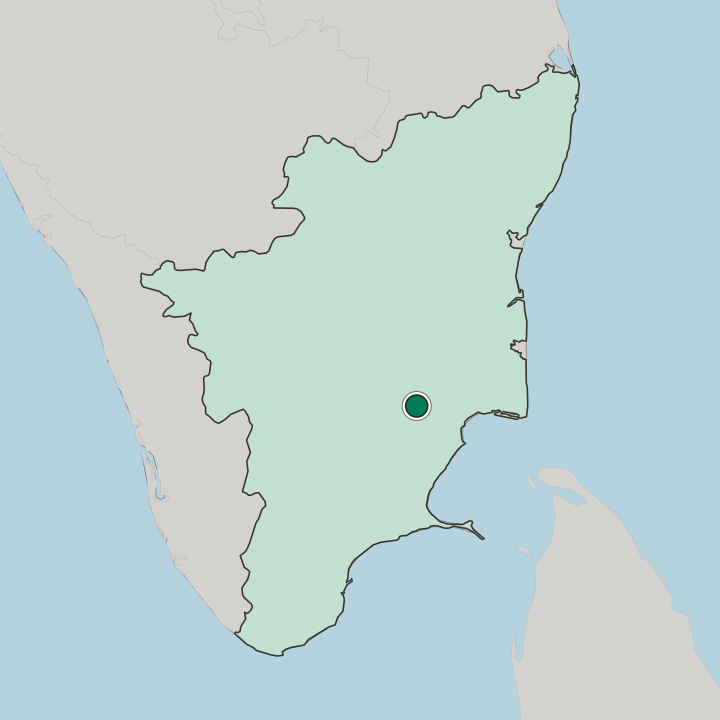 Map showing Pudukkottai — In State of Tamil Nādu