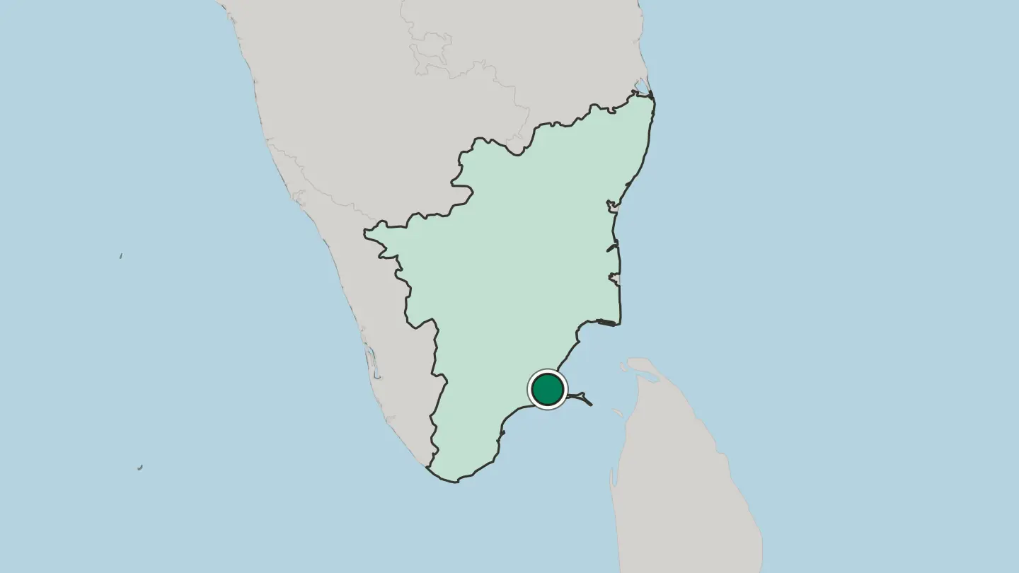 Map of Ramanathapuram in India