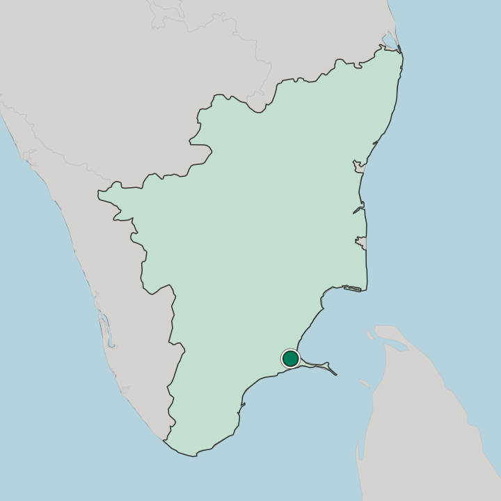 Map showing Ramanathapuram — In State of Tamil Nādu