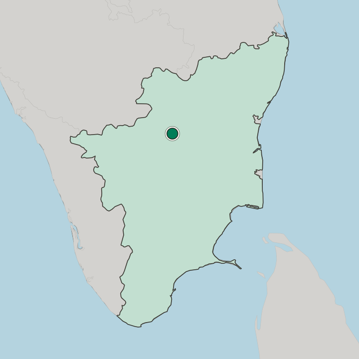 Map showing Salem — In State of Tamil Nādu