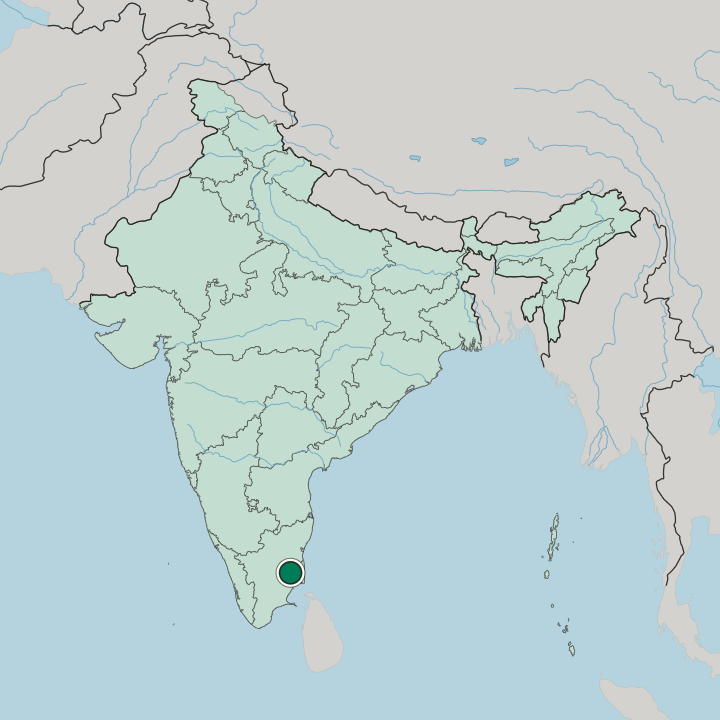 Map showing Thanjavur — In India