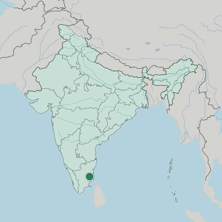 Map showing Thanjavur — In India