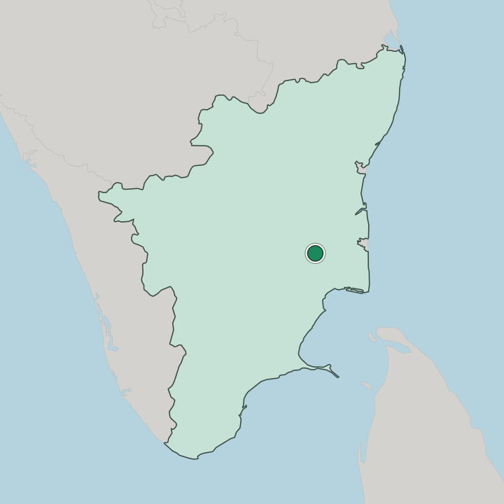 Map showing Thanjavur — In State of Tamil Nādu