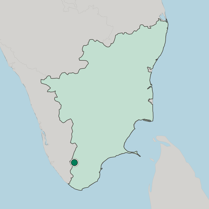 Map showing Thenkasi — In State of Tamil Nādu