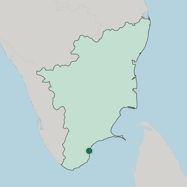 Map showing Thoothukudi — In State of Tamil Nādu