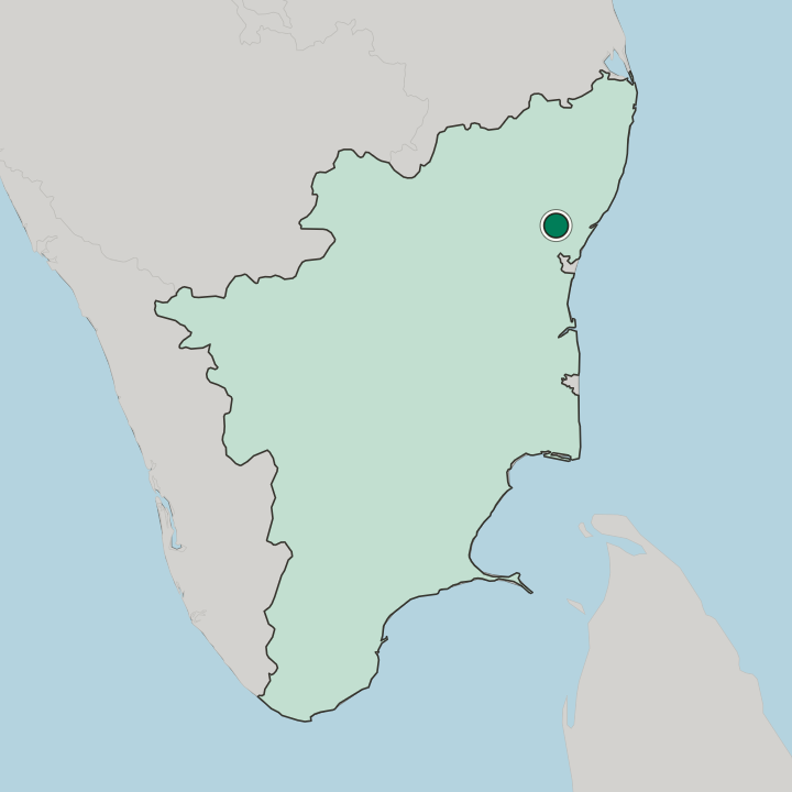 Map showing Tindivanam — In State of Tamil Nādu