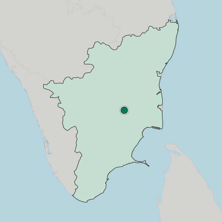 Map showing Tiruchirappalli — In State of Tamil Nādu