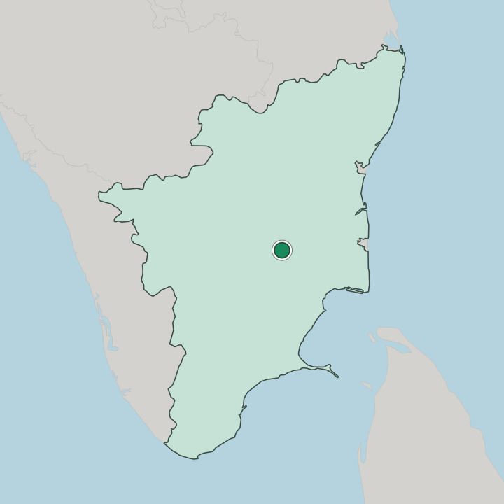 Map showing Tiruchirappalli — In State of Tamil Nādu
