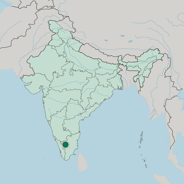 Map showing Tiruppur — In India