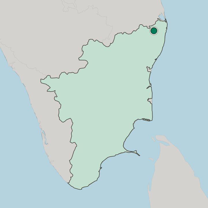 Map showing Tiruvallur — In State of Tamil Nādu