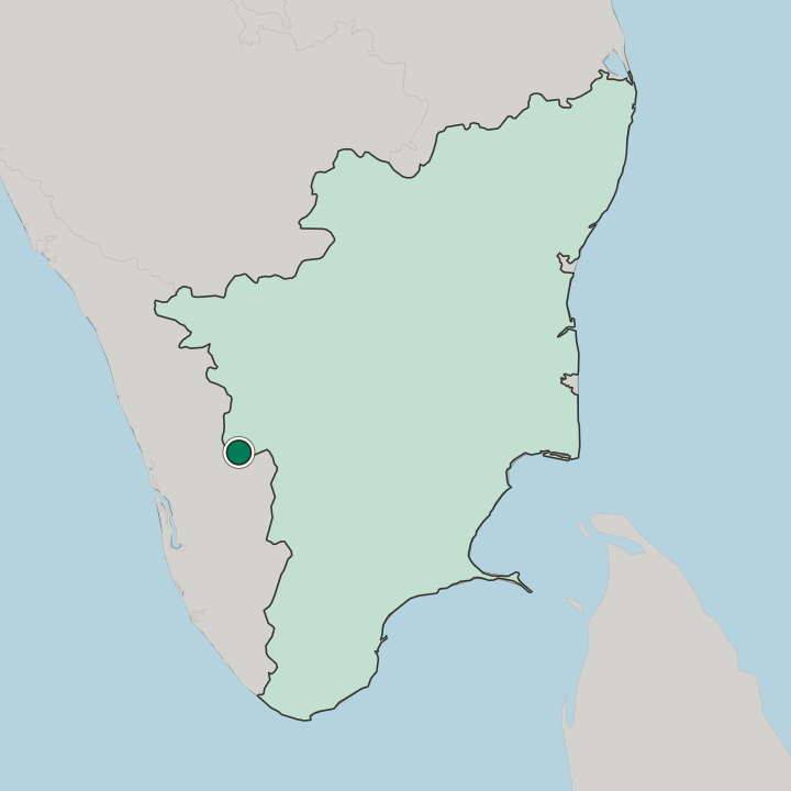 Map showing Valparai — In State of Tamil Nādu