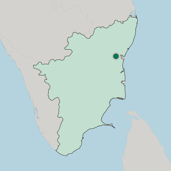 Map showing Villupuram — In State of Tamil Nādu