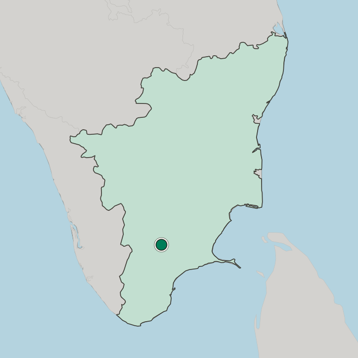 Map showing Virudunagar — In State of Tamil Nādu