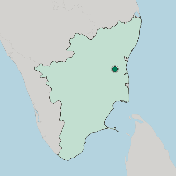 Map showing Vriddhāchalam — In State of Tamil Nādu