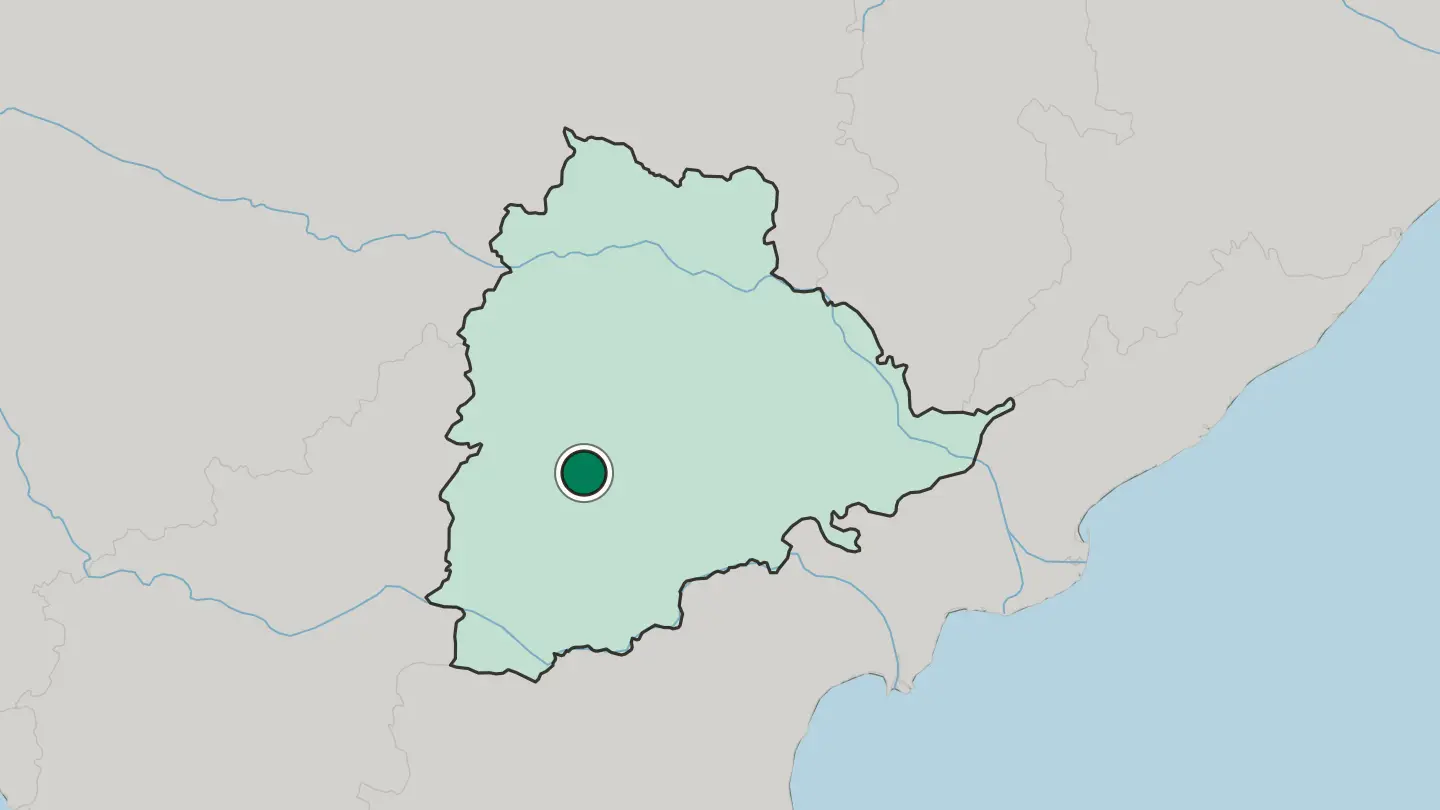Map of Hyderabad in India