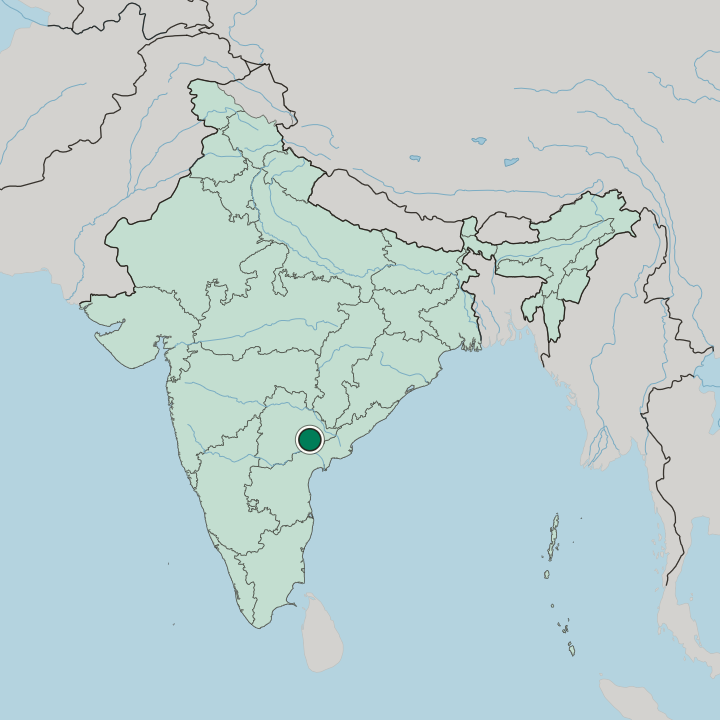 Map showing Khammam — In India