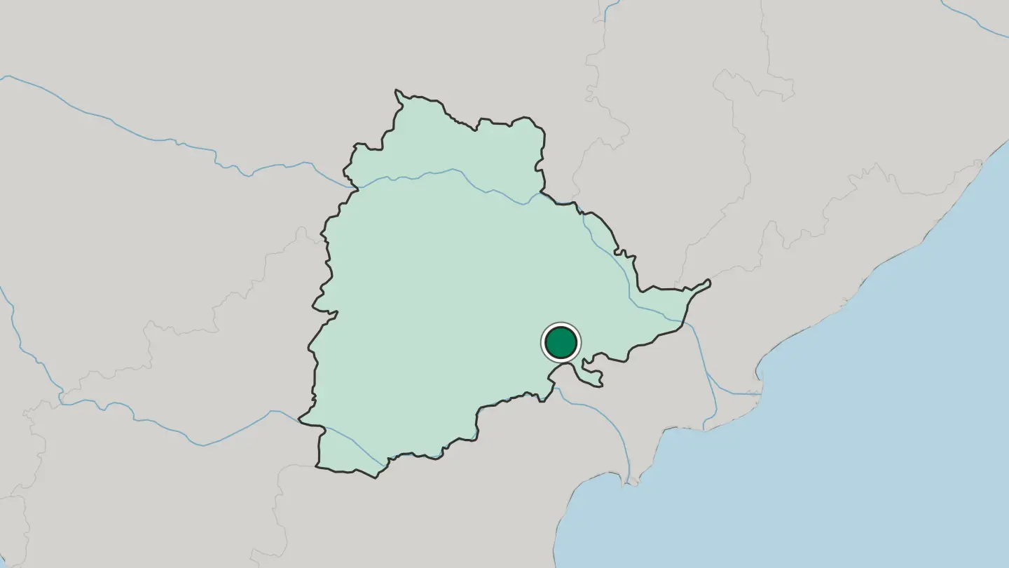 Map of Khammam in India