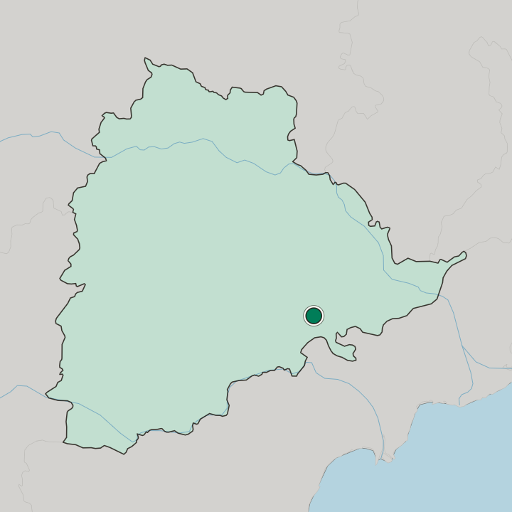 Map showing Khammam — In State of Telangāna