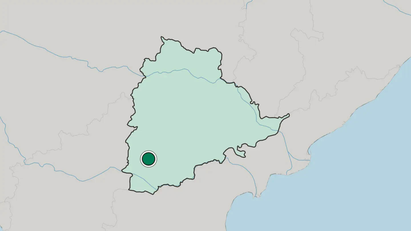 Map of Mahbūbnagar in India