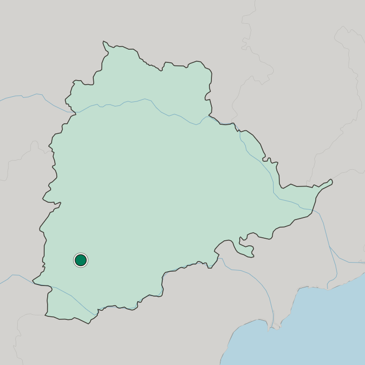 Map showing Mahbūbnagar — In State of Telangāna