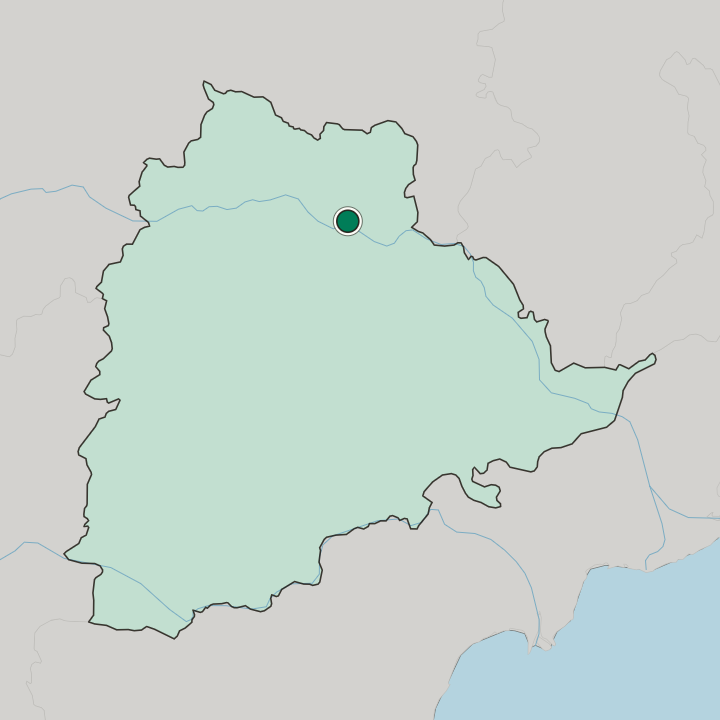 Map showing Mancherial — In State of Telangāna