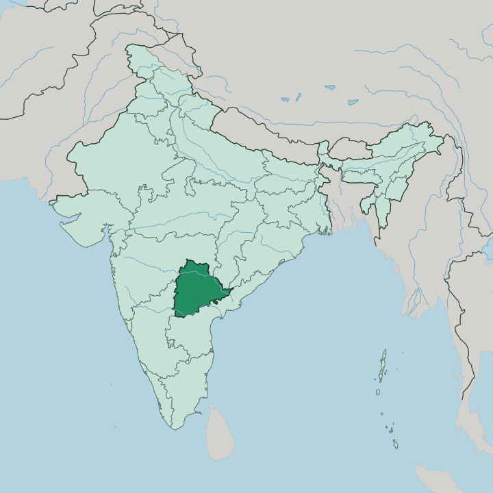 Map showing State of Telangāna — In India