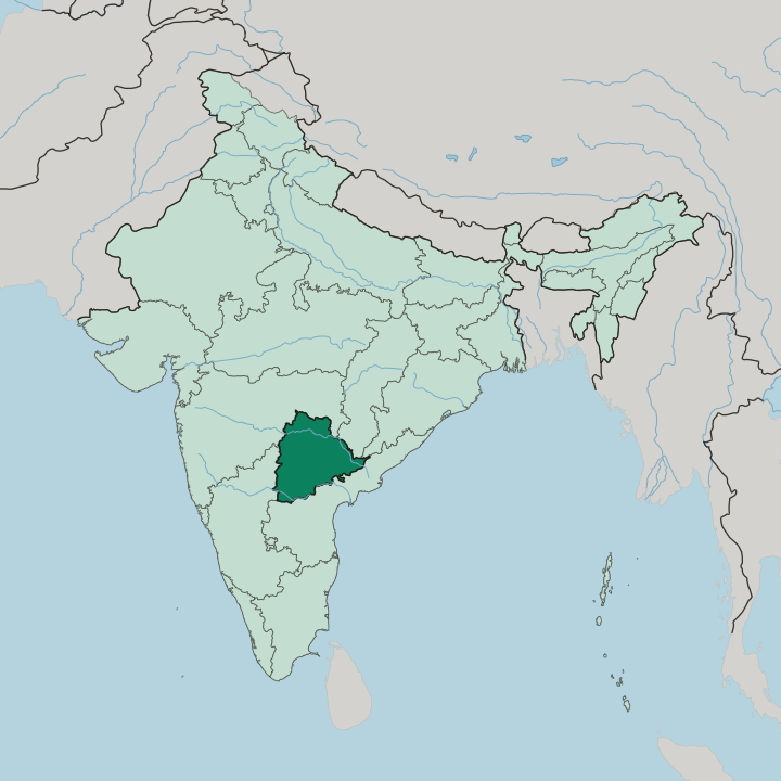 Map showing State of Telangāna — In India
