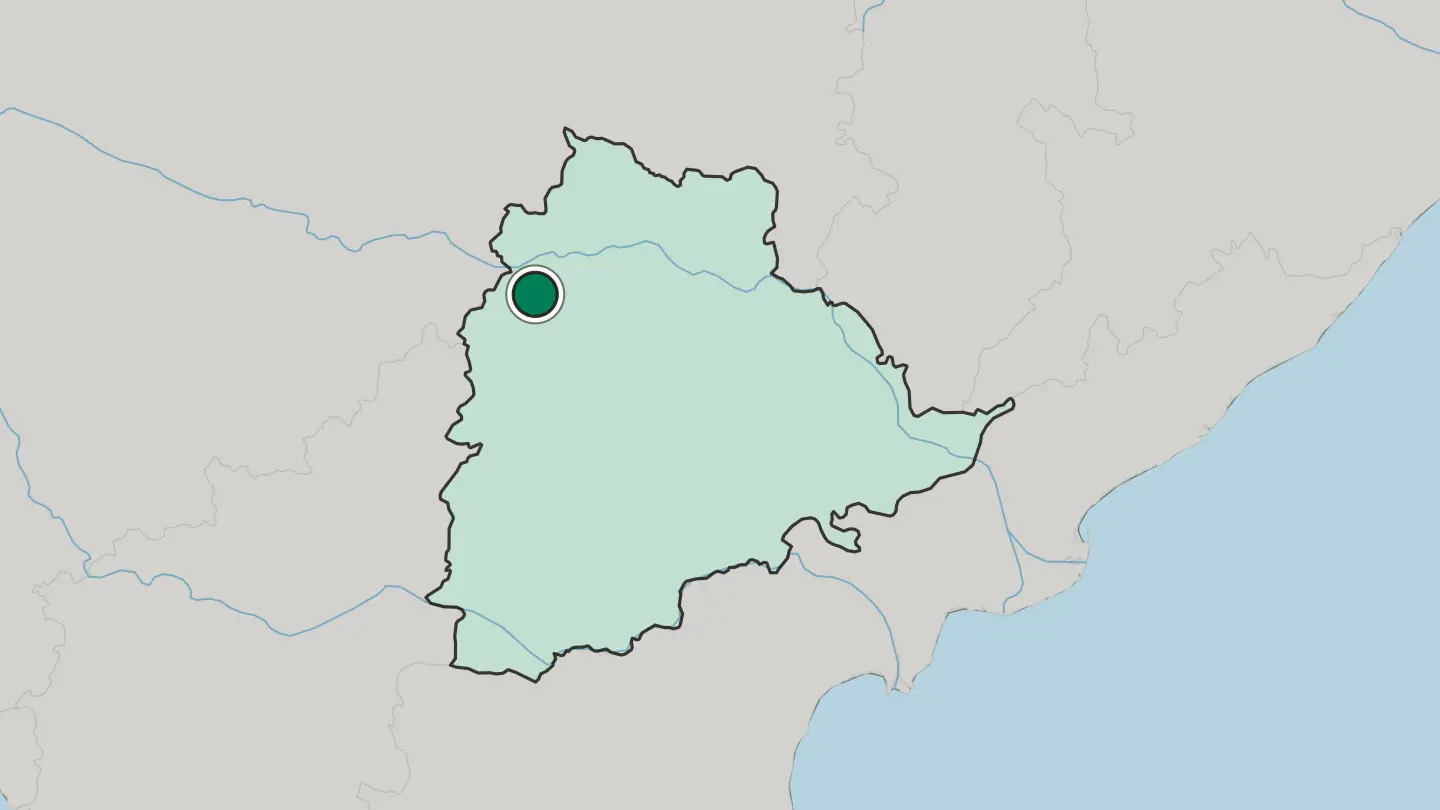 Map of Nizāmābād in India