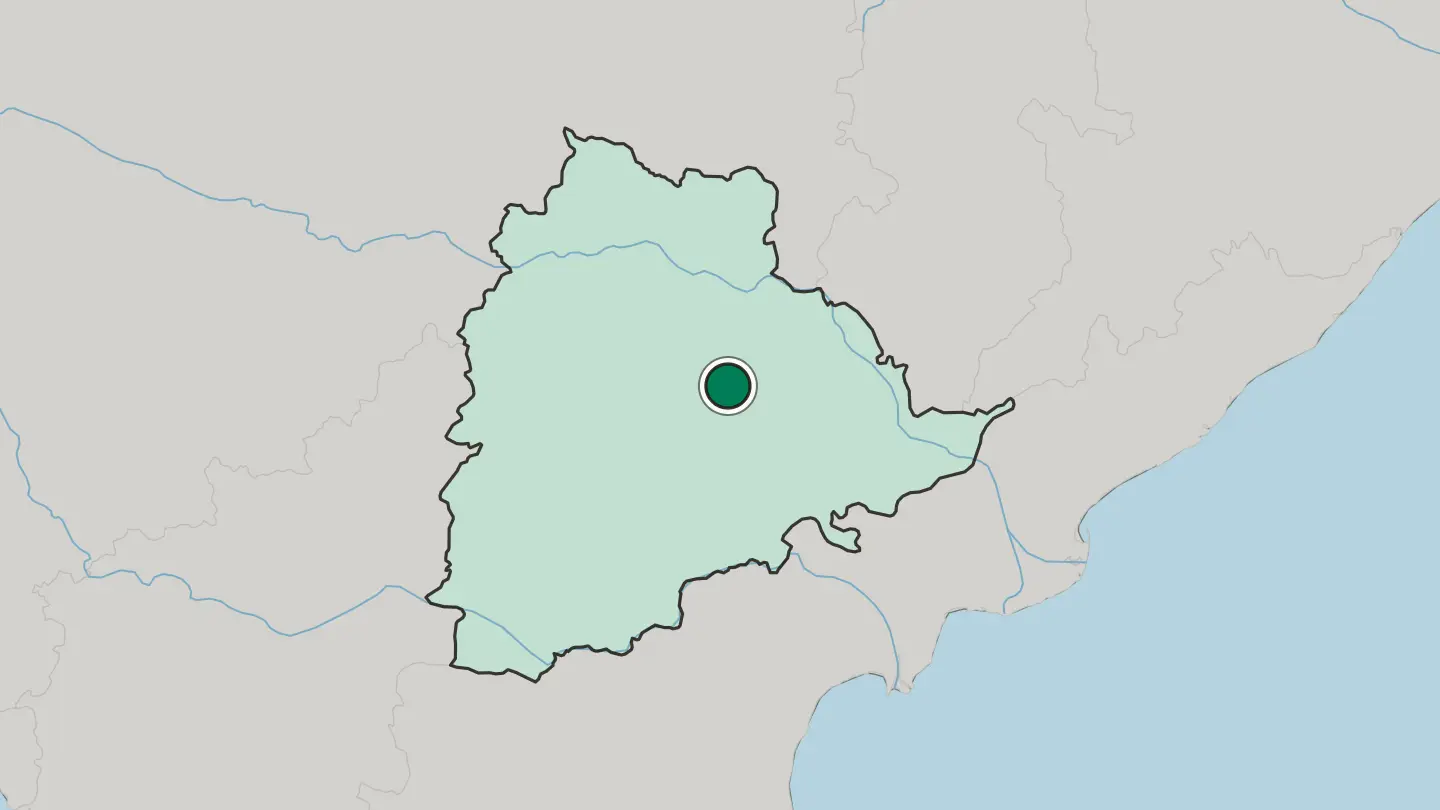 Map of Warangal in India
