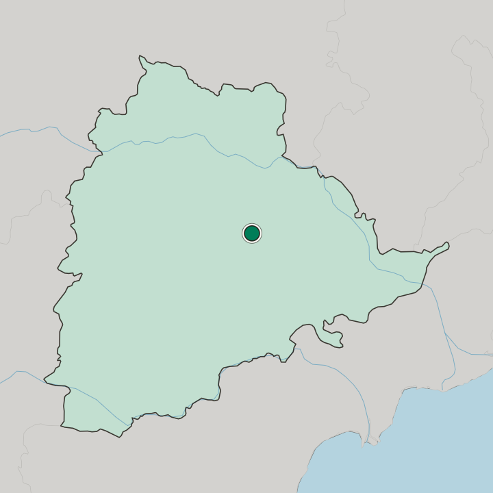 Map showing Warangal — In State of Telangāna