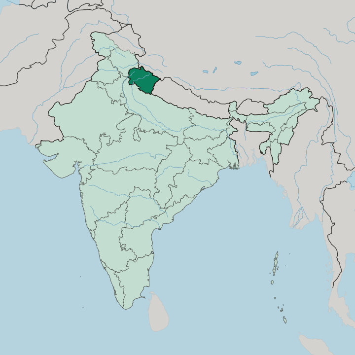 Map showing State of Uttarākhand — In India