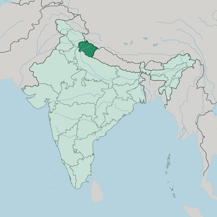 Map showing State of Uttarākhand — In India