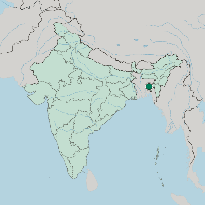 Map showing Agartala — In India