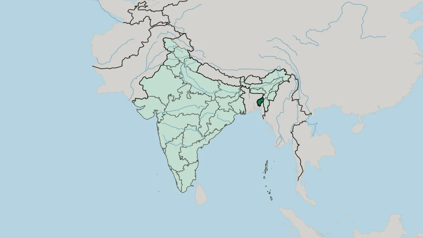 Map of Tripura in India