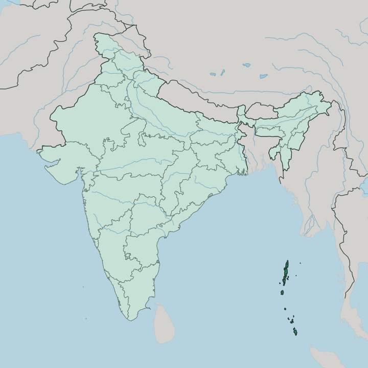Map showing Union Territory of Andaman and Nicobar Islands — In India