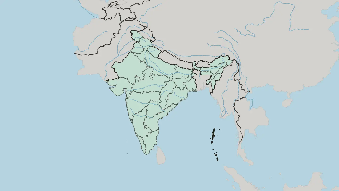 Map of Union Territory of Andaman and Nicobar Islands in India