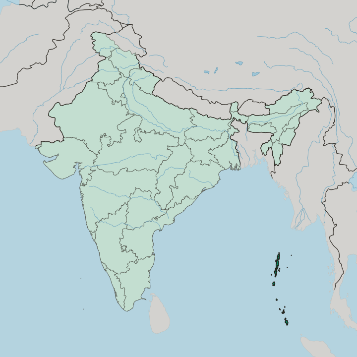 Map showing Union Territory of Andaman and Nicobar Islands — In India