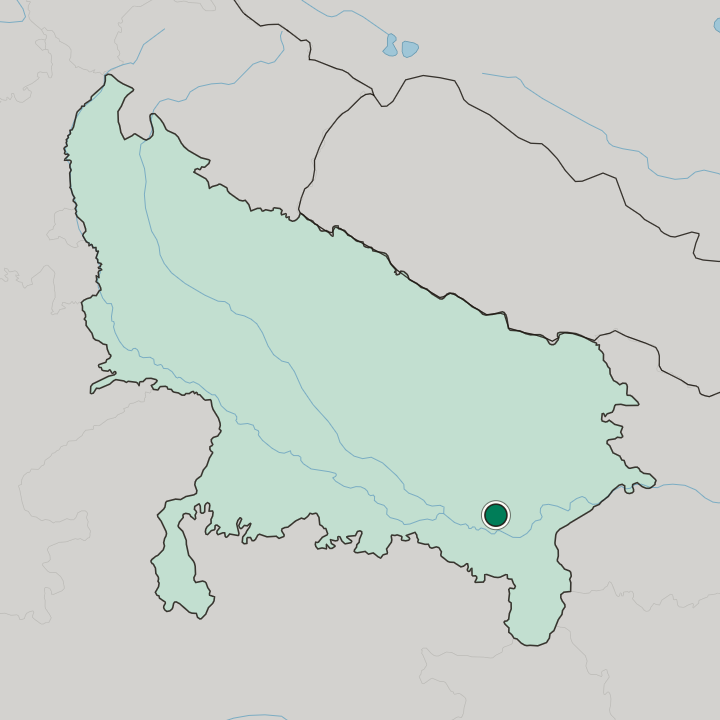 Map showing Bhadohi — In Uttar Pradesh