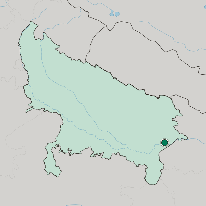Map showing Ghazīpur — In Uttar Pradesh