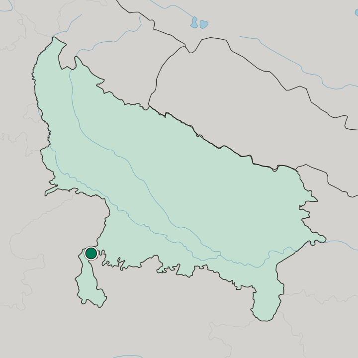 Map showing Jhānsi — In Uttar Pradesh