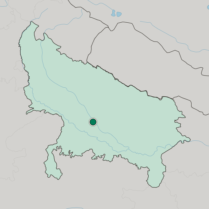 Map showing Kanpur — In Uttar Pradesh