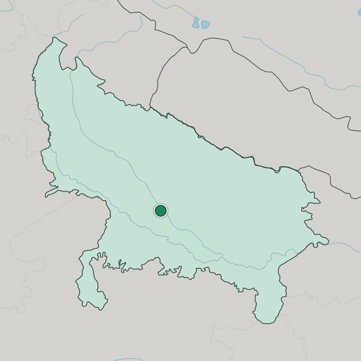 Map showing Kanpur — In Uttar Pradesh