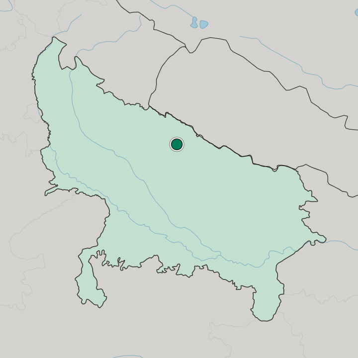 Map showing Lakhīmpur — In Uttar Pradesh