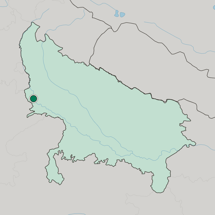 Map showing Mathura — In Uttar Pradesh