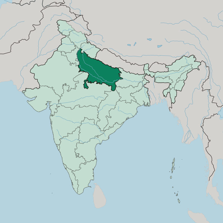 Map showing Uttar Pradesh — In India
