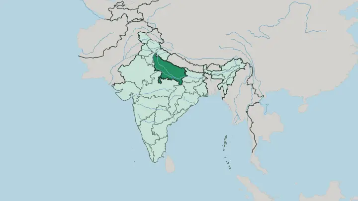 Map of Uttar Pradesh in India