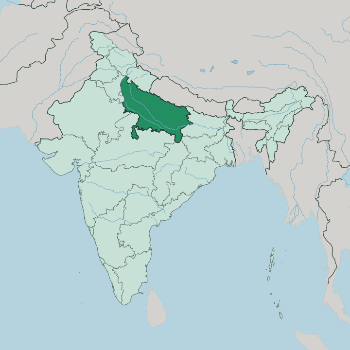 Map showing Uttar Pradesh — In India